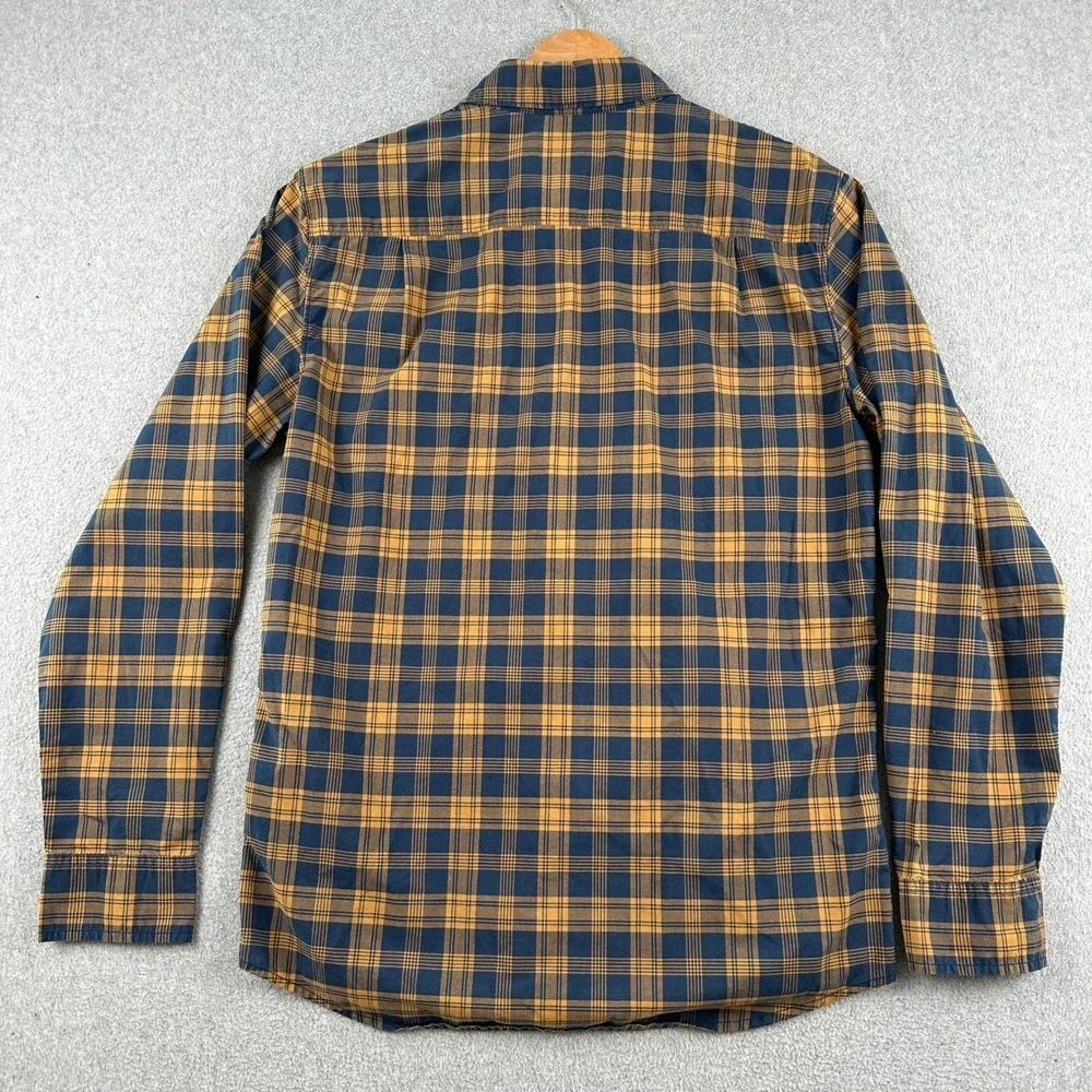 Fox Racing Button Up Shirt Mens Large Blue Yellow Plaid Heritage Long Sleeve - Picture 2 of 7